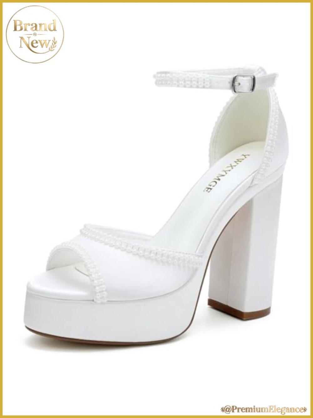 Pearl Satin Platform Heeled Sandals Ankle Strap